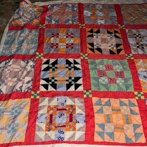 Vintage patchwork quilt 74” x 80” handmade